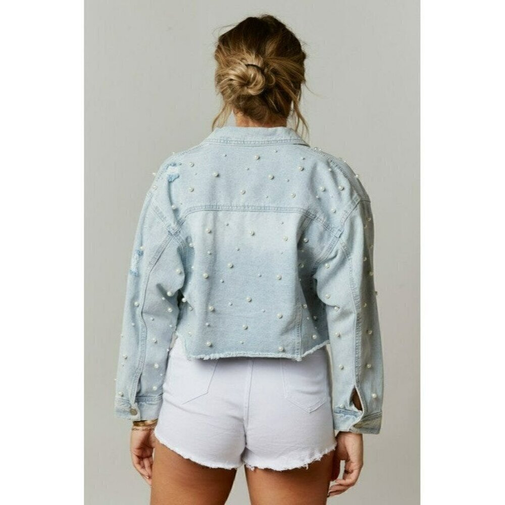 One in a Million Denim and Pearls Jacket - Picture 10 of 10
